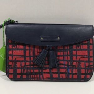Vera Bradley tassel wristlet navy art plaid Clutch